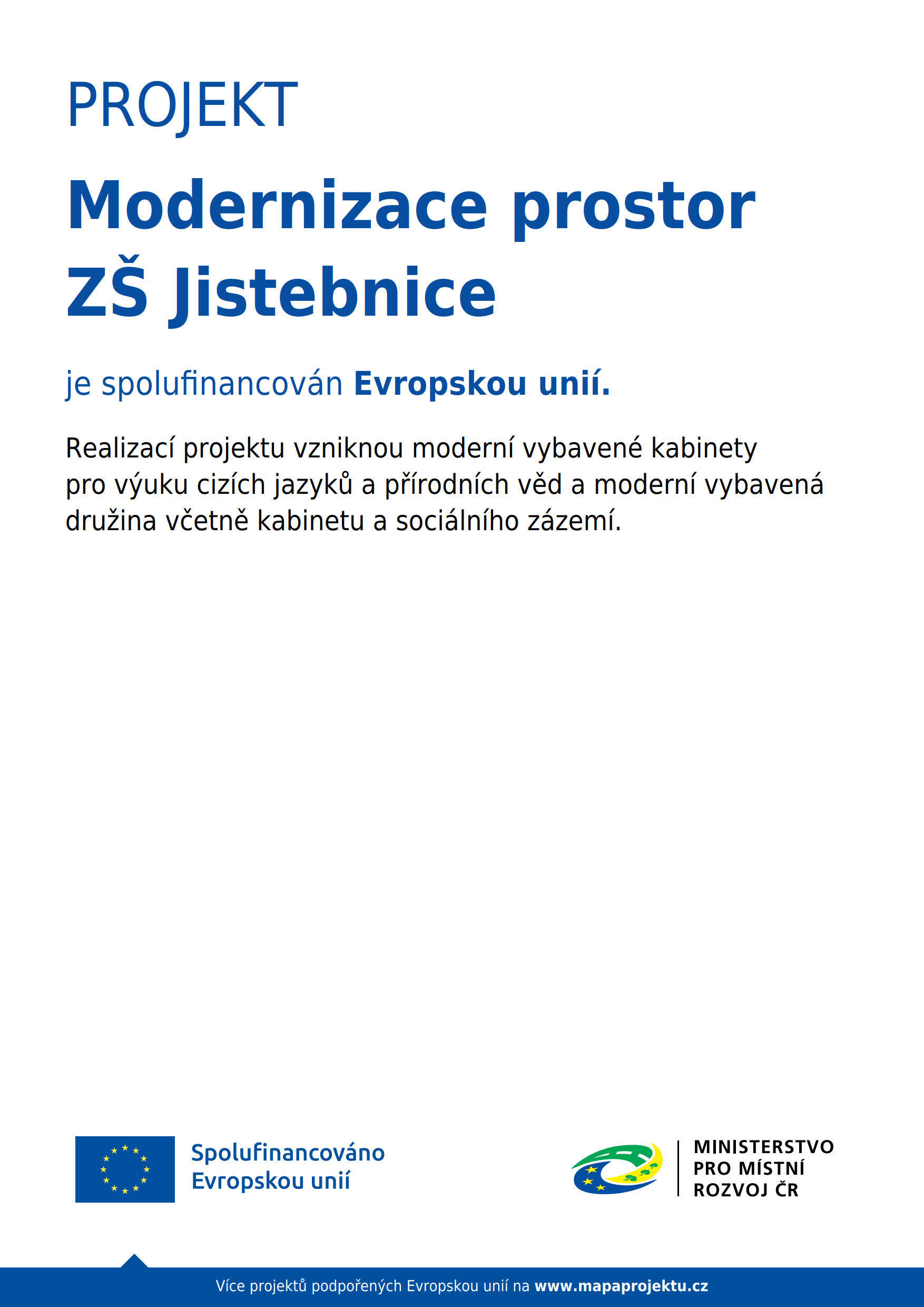 Modernizace prostor ZŠ Jistebnice