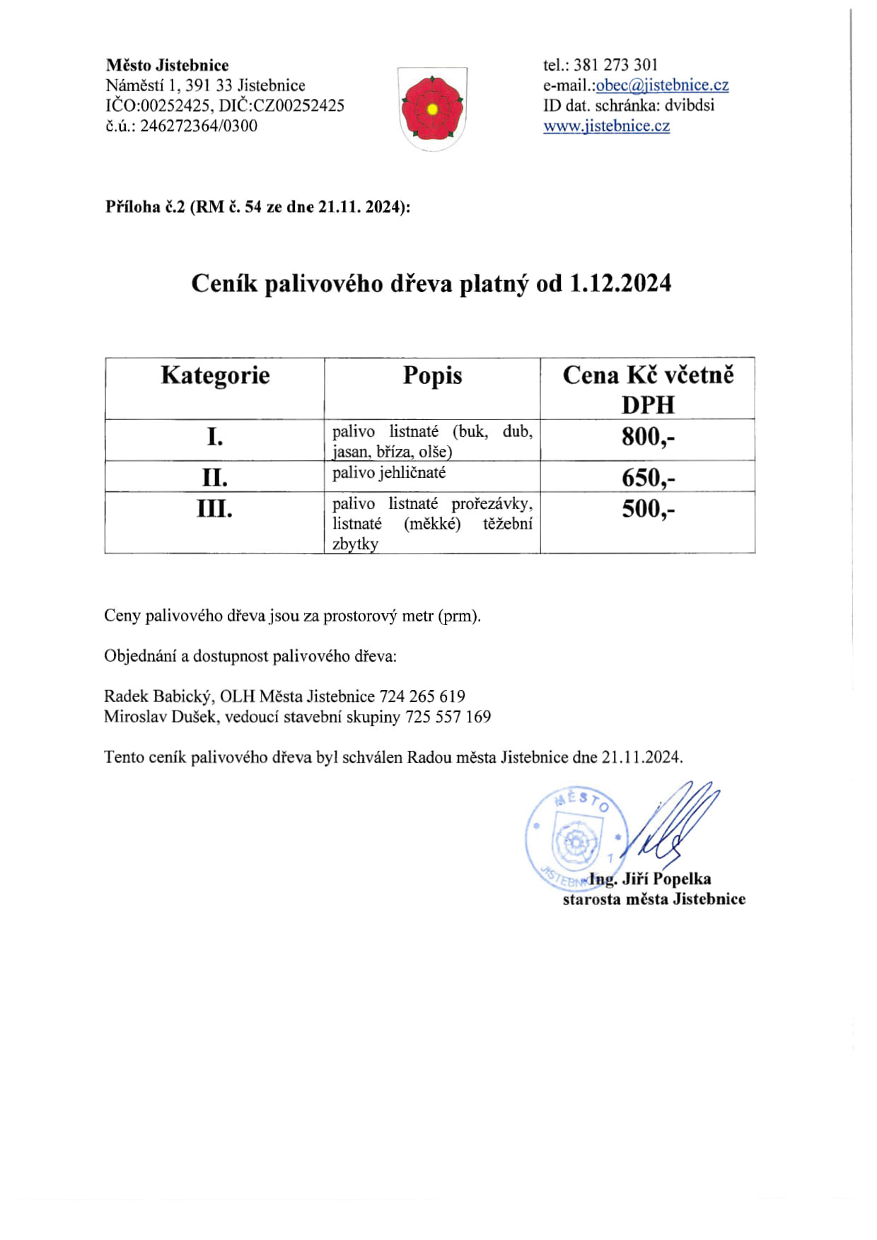 Ceník palivového dřeva