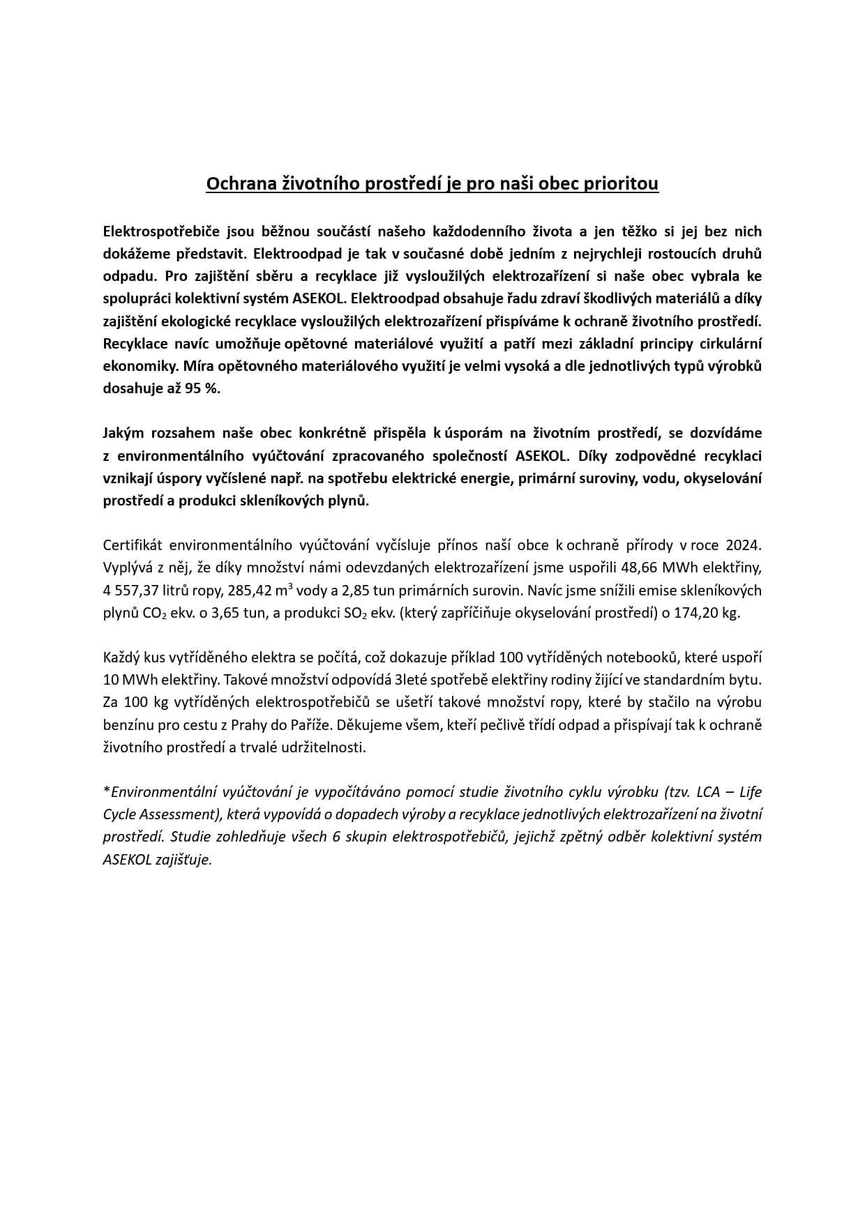 Certifikát environmentálního vyúčtování - r. 2024