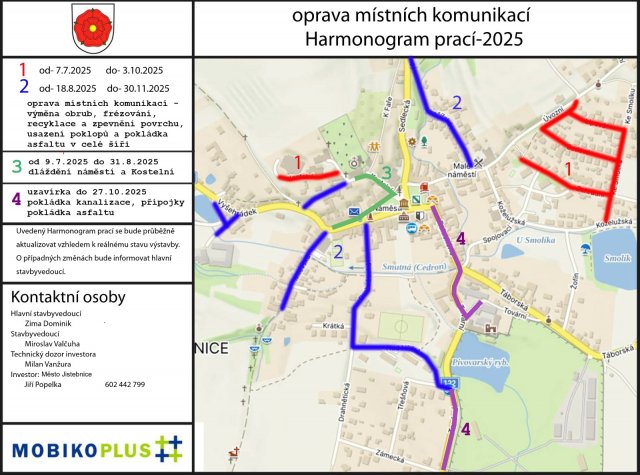 Harmonogram oprav místních komunikací v roce 2025