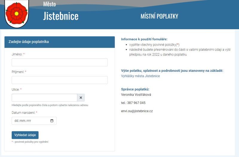 Přehled místních poplatků v roce 2022