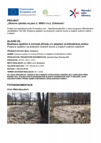 Obnova rybníka na parc. č. 889/3 v k.ú. Zvěstonín